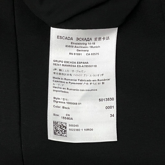 Escada Size 34 Classic Black Dress Ruched V-Neck Faux Wrap Cocktail Knit US 4 XS - Picture 5 of 8